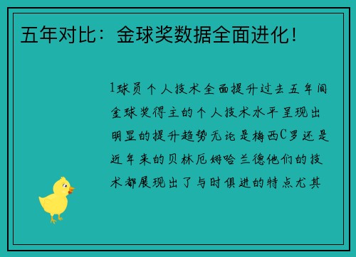 五年对比：金球奖数据全面进化！
